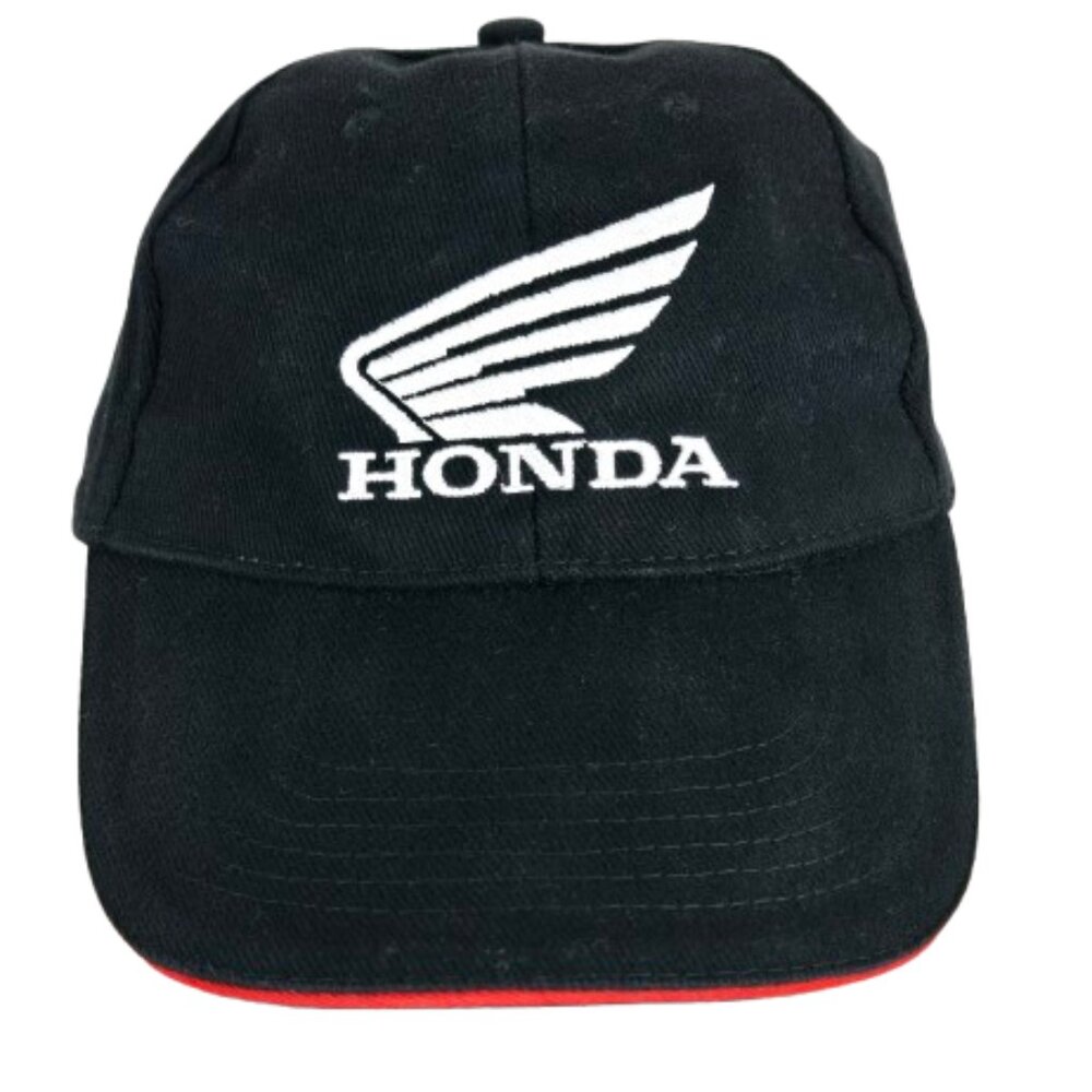 HONDA Trucker Hat Classic Cap Baseball Hat Black White Embroidered Canada Flag
